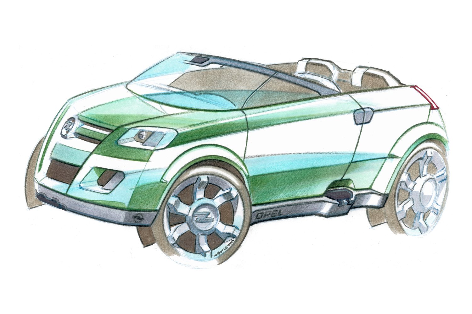 Frogster sketch, front three-quarter