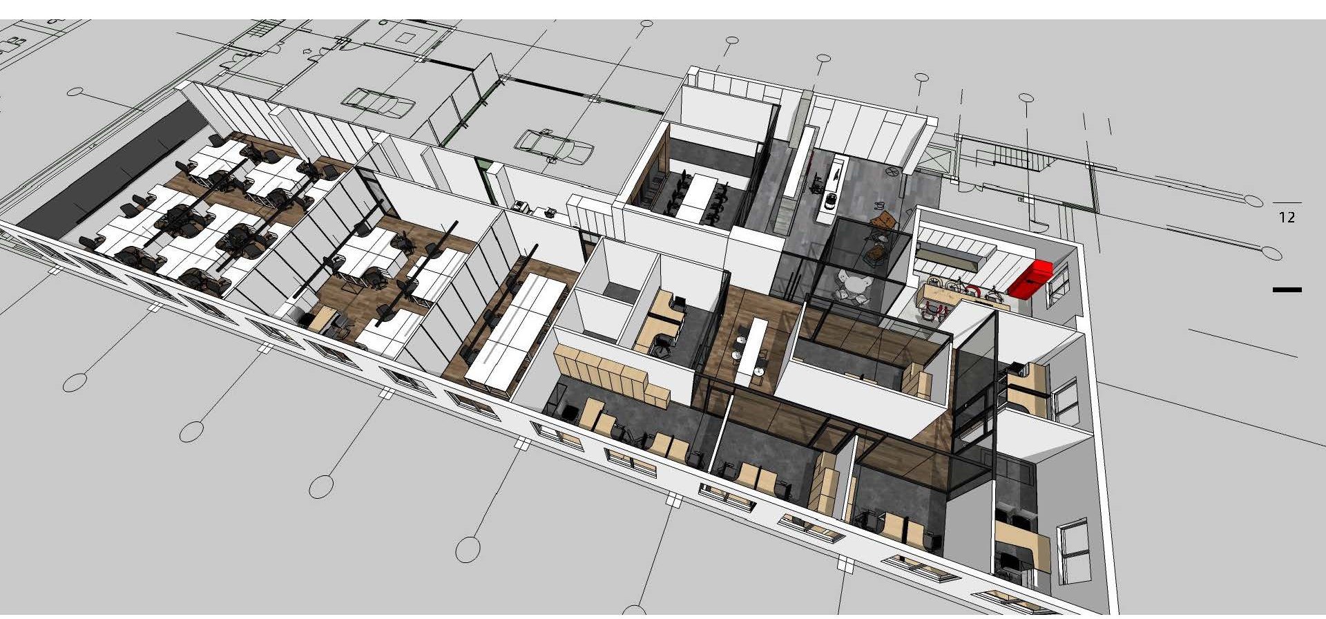 Isometric view of the Phoenix Park studio layout