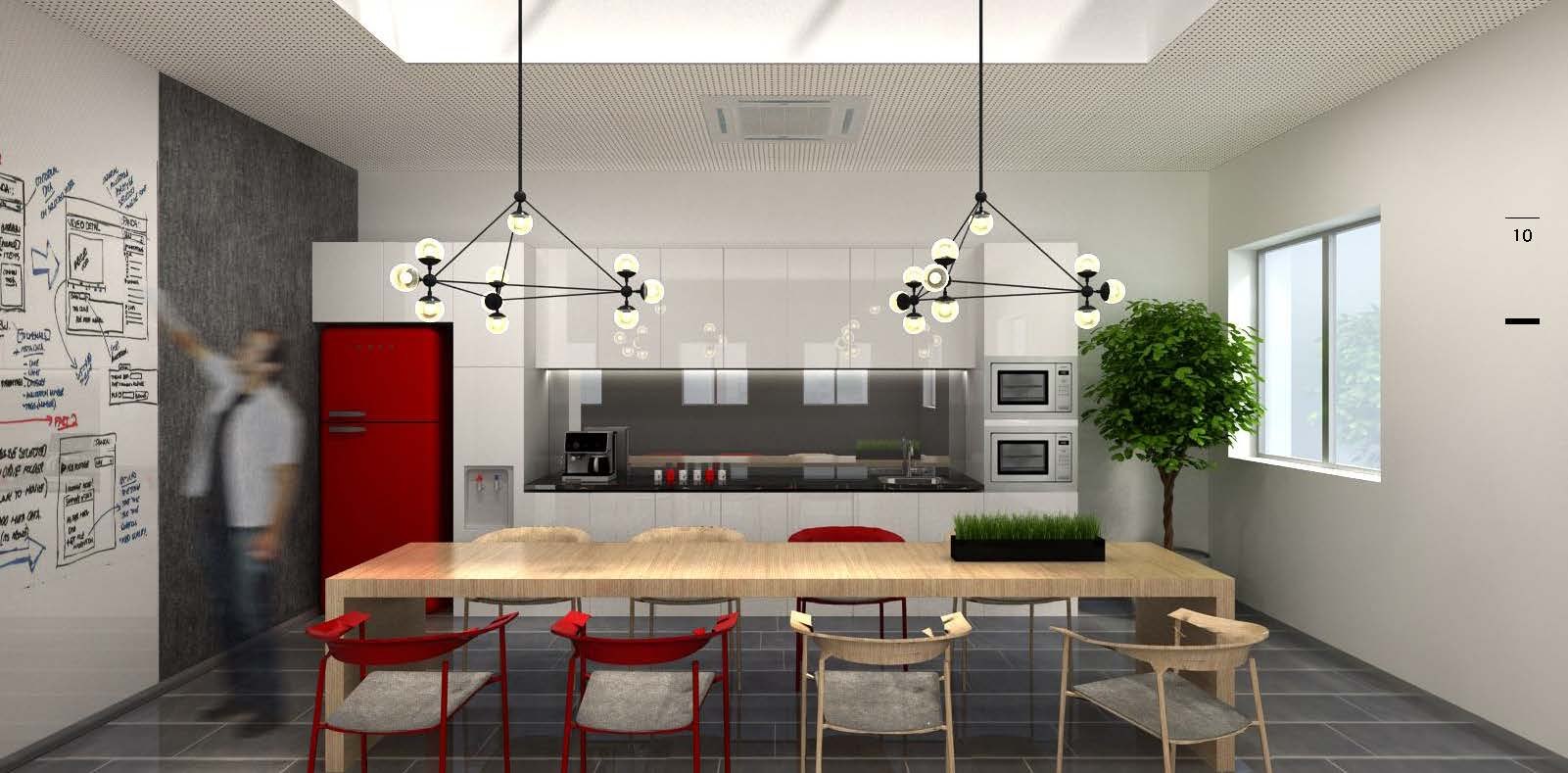 Rendering of the pantry and break area