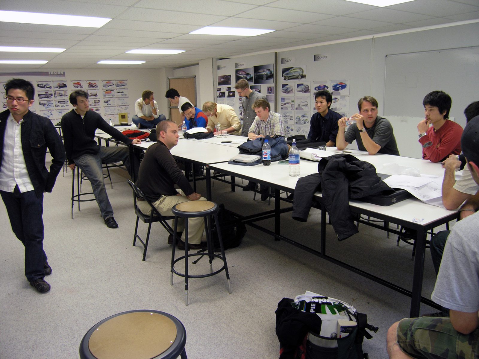 Henning Knoepfle with students in a class review at Academy of Art University