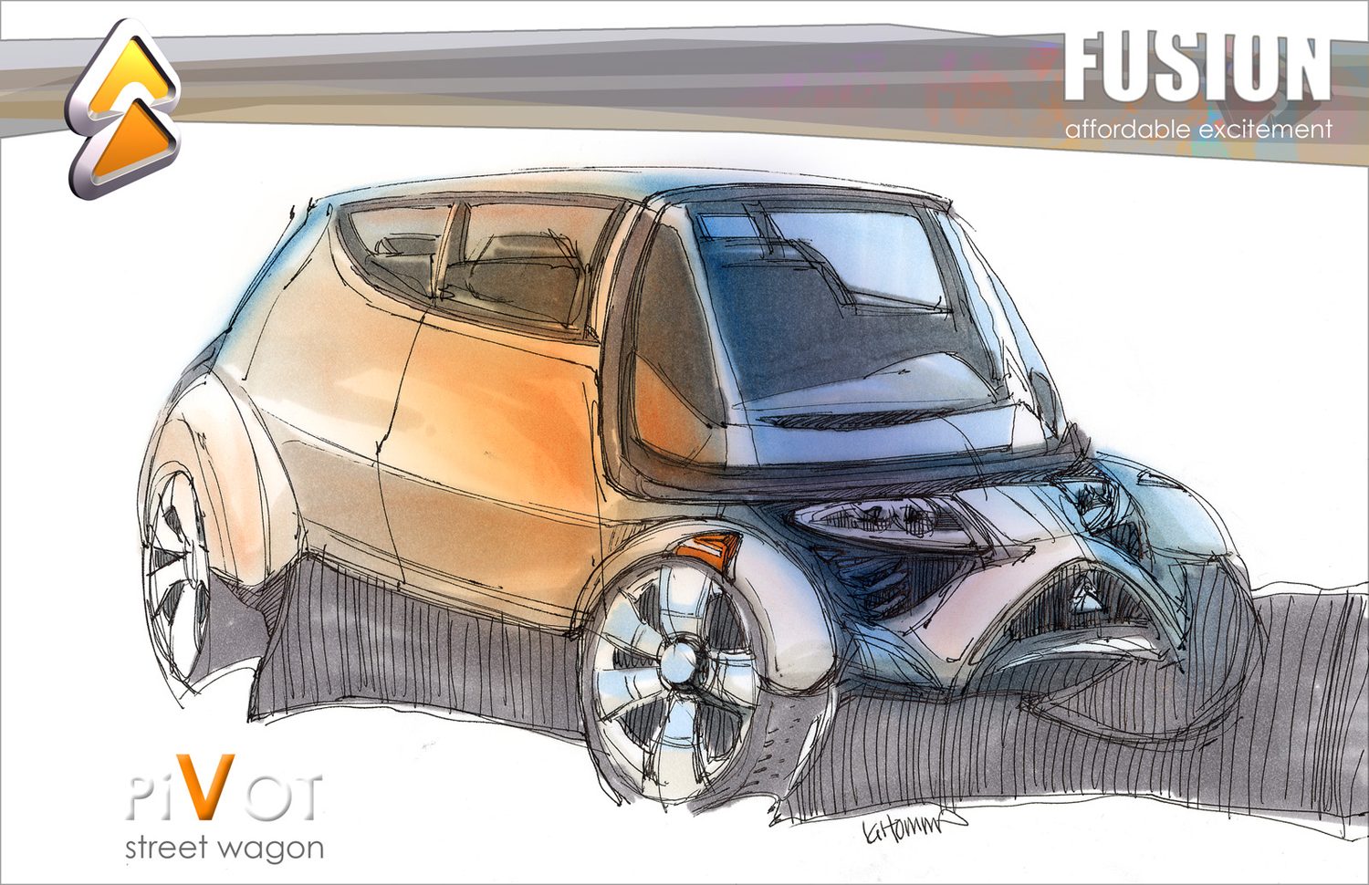 Student rendering of a compact street wagon