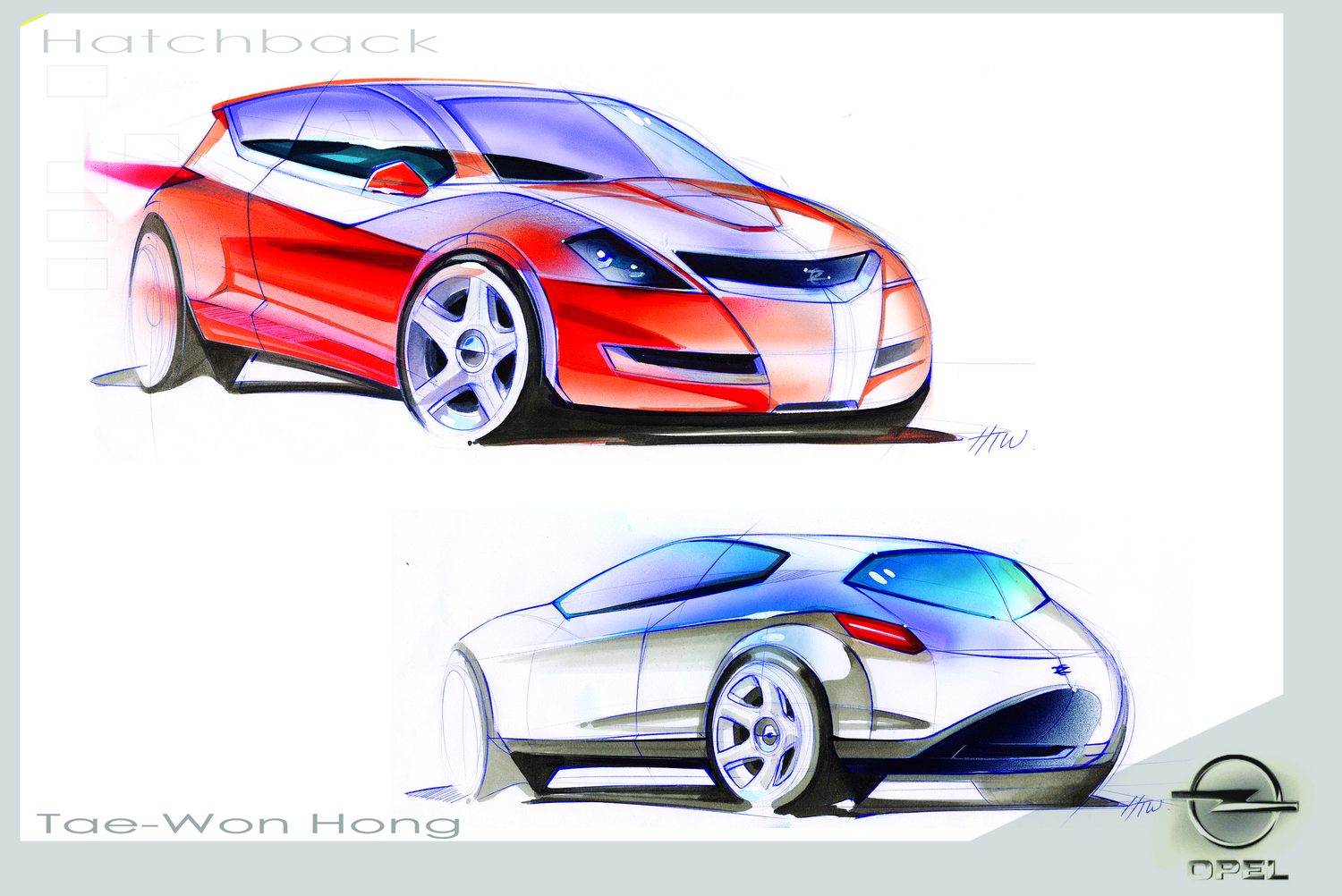 Student renderings of a hatchback